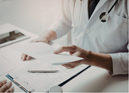 Doctor preparing and submitting documents