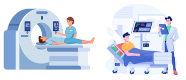 MRI session and xrays diagnosis