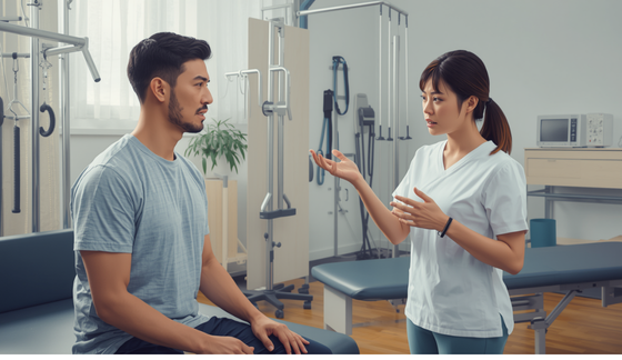 Doctor standing with their patient