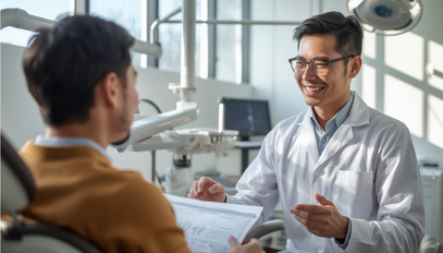 Patient reviewing dental treatment plan with dentist