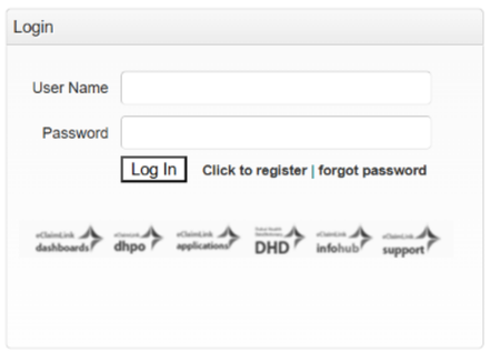 eClaimLink login page