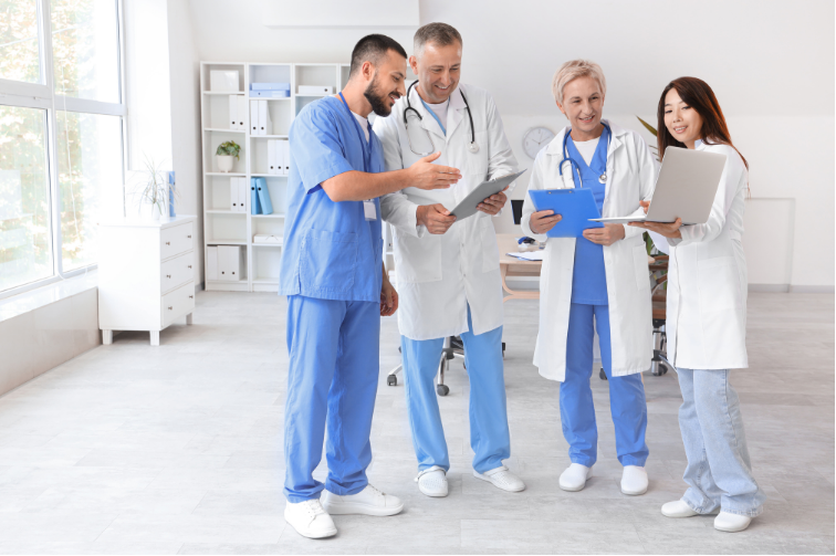 A clinic team collaborating