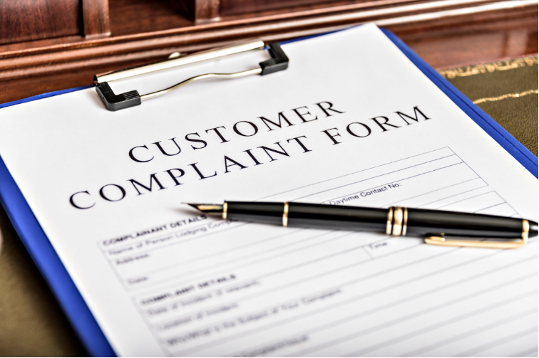 The customer complaint form found in clinics