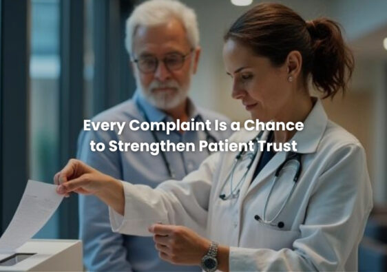 Doctors taking complaint notes from the complaint box in clinic