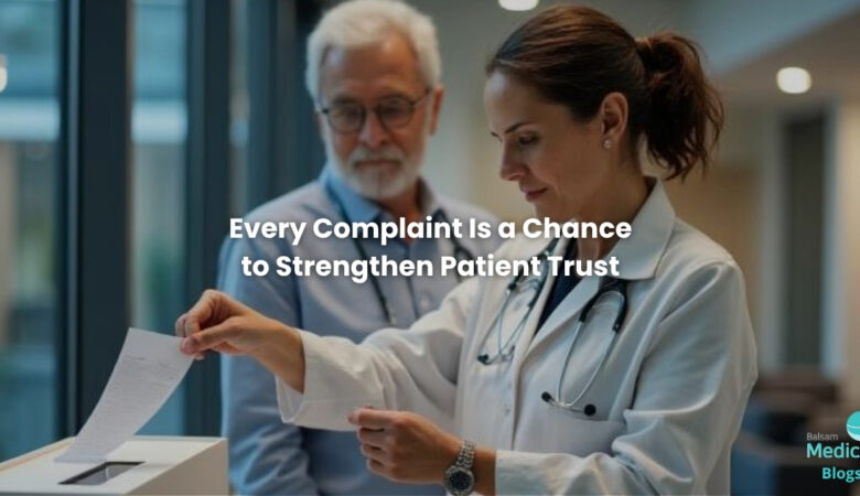 Doctors taking complaint notes from the complaint box in clinic