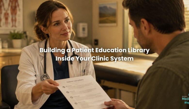 Doctor handing patient an aftercare sheet