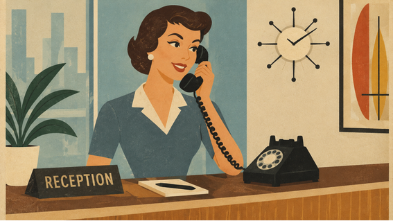 receptionist talking on the phone