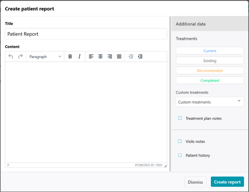 Balsam Medico empty patient report page